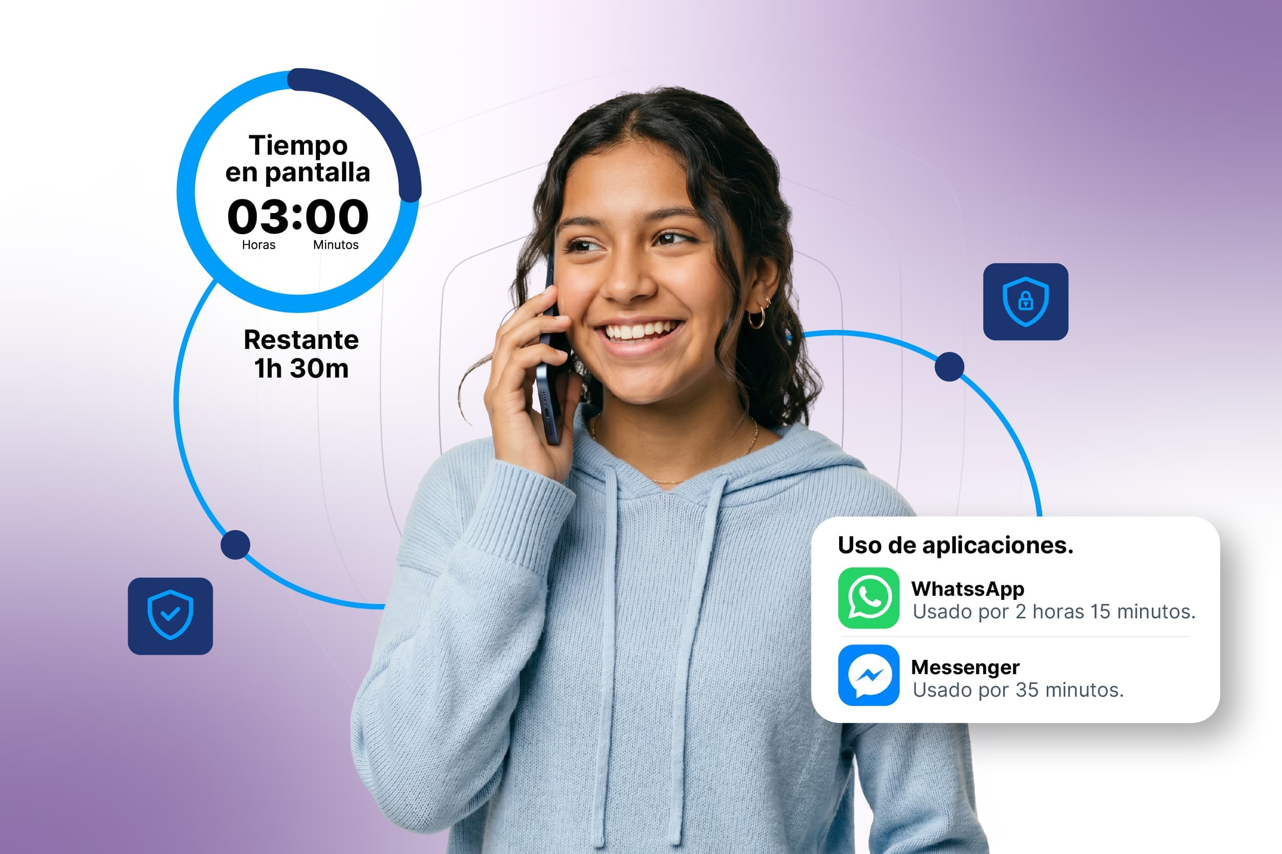 Adolescente con mochila — supervisión de apps y ubicación en tiempo real RaiSecure Colombia