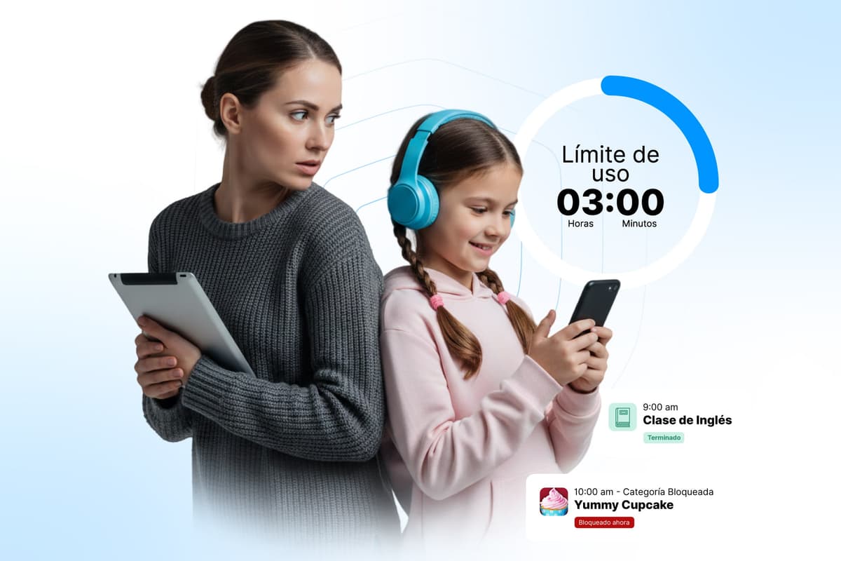 Madre e hija conversando juntas sobre el uso del teléfono en casa — espacio compartido, diálogo abierto